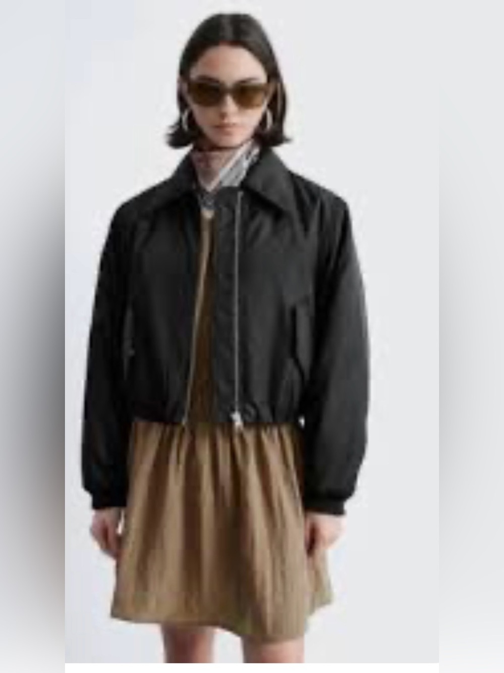 Zara black nylon cropped jacket ML New NWT